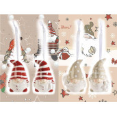 Set 4 ornamente brad din ceramica alba rosie crem model Mos Craciun 6x5x7 cm