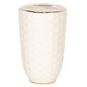 Pahar pentru periute dinti ceramica alb auriu Ø 7 cm x 12 cm