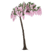 Copac decorativ cu flori artificiale roz Wisteria 200 cm x 320 h