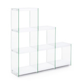 Biblioteca mdf alb si sticla 6 polite Sury 122 cm x 29.5 cm x 120 h