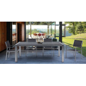 Scaun cu spatar din aluminiu satinat gri Irwin 54 cm x 57 cm x 84.5 h x 42 h1 x 63 h2