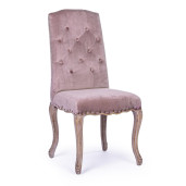 Scaun cu spatar din lemn si tapiterie catifea roz Diva 51 cm x 53 cm x 99 h x 48 h