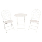 Set 2 scaune pliabile si 1 masa din metal alb Ø 60 cm x 70 h 