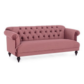 Canapea 3 locuri picioare lemn negru tapitata cu catifea roz pudrat Blossom 193 cm x 82 cm x 78 h x 44 h1 x 69 h2
