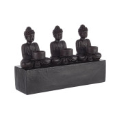 Suport 3 lumanari polirasina neagra Buddha 40.1 cm x 10.8 cm x 25.4 h
