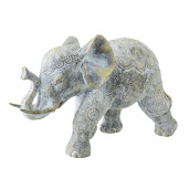 Statueta polirasina gri cu patina aurie Elefant 34.5 cm x 13 cm x 22.5 h