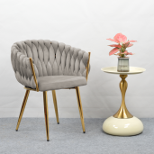 Scaun dining catifea gri metal auriu Bler 64x55x78 cm