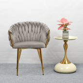 Scaun dining catifea gri metal auriu Bler 64x55x78 cm