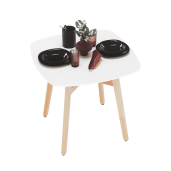 Masa dining MDF alb lemn natur 80x80x74 cm