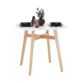 Masa dining MDF alb lemn natur 80x80x74 cm
