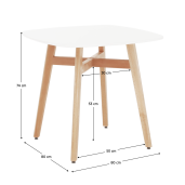 Masa dining MDF alb lemn natur 80x80x74 cm
