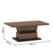 Masuta cafea mdf stejar bolzano negru Delis 110x65x46 cm