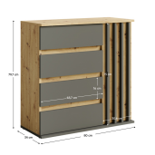 Comoda DTD mdf laminat grafit stejar artisan Deris 80x34x79,7 cm