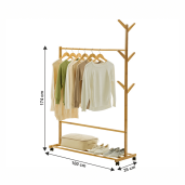 Suport haine bambus Vikir 100x35x174 cm
