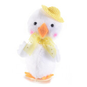 Figurina Puisor din textil alb galben 6x5x9 cm