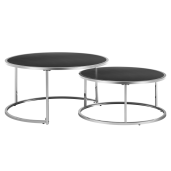 Set 2 masute argintiu negru, Donovan 90x46 cm, 76x36 cm