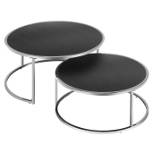 Set 2 masute argintiu negru, Donovan 90x46 cm, 76x36 cm
