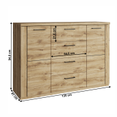 Comoda MDF/DTD stejar navarra Dorsi 135x41x 94.6 cm 