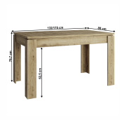 Masa extensibila stejar navarra Dorsi 132-175x80x76.7 cm 