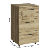 Comoda mdf stejar 3 sertare Dorsi 40,2x37x72,5