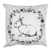 Set 2 fete perna textil negru alb Iepuras 45x45 cm