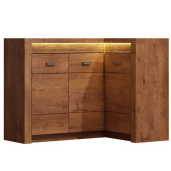 Comoda de colt din pal maro frasin deschis Infinity 131x42x103.5 cm