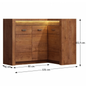 Comoda de colt din pal maro frasin deschis Infinity 131x42x103.5 cm