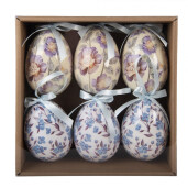 Set 6 oua decorative Paste decor flori multicolore Ø 7x10 cm