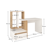 Birou DTD alba stejar sonoma Eross 145x51,6x111,5 cm