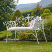 Banca gradina metal alb Etelia 131x48x86 cm