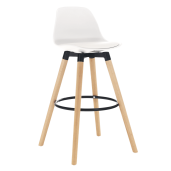 Scaun bar piele ecologica alba picioare fag Evans 38x45x91 cm 