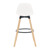 Scaun bar lemn fag piele ecologica alba Evans 38x91x45 cm