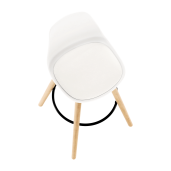 Scaun bar lemn fag piele ecologica alba Evans 38x91x45 cm