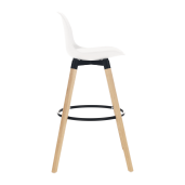 Scaun bar piele ecologica alba picioare fag Evans 38x45x91 cm 