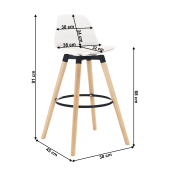 Scaun bar piele ecologica alba picioare fag Evans 38x45x91 cm 