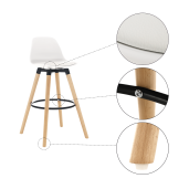 Scaun bar piele ecologica alba picioare fag Evans 38x45x91 cm 