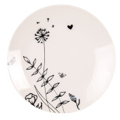 Set 2 farfurii portelan bej negru Flower 20x2 cm