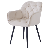 Fotoliu de design catifea bej metal negru Fedris 61.5x59,5x80 cm