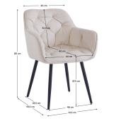 Fotoliu de design catifea bej metal negru Fedris 61.5x59,5x80 cm