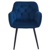 Fotoliu de design catifea albastra metal negru Fedris 61.5x59,5x80 cm