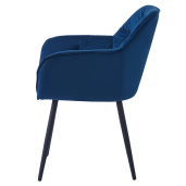 Fotoliu de design catifea albastra metal negru Fedris 61.5x59,5x80 cm