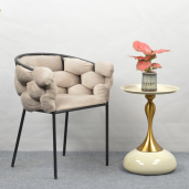 Fotoliu catifea bej metal negru Dorota 63x51x75 cm