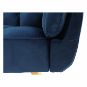 Canapea extensibila cu tapiterie catifea albastra picioare stejar natur Filema 210x92x82 cm