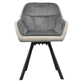 Fotoliu catifea gri metal negru pivotant Fler 57x58x81 cm