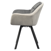 Fotoliu catifea gri metal negru pivotant Fler 57x58x81 cm