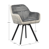 Fotoliu catifea gri metal negru pivotant Fler 57x58x81 cm