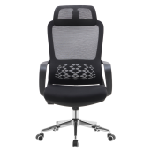 Scaun birou textil plasa neagra crom Foster 60x63x120-128 cm