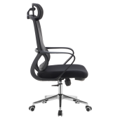 Scaun birou textil plasa neagra crom Foster 60x63x120-128 cm