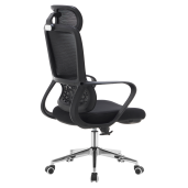 Scaun birou textil plasa neagra crom Foster 60x63x120-128 cm