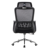 Scaun birou textil plasa neagra crom Foster 60x63x120-128 cm